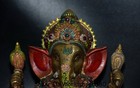 8 8  Old Tibet Bronze Turquoise Ganesh Lord Ganesha Elephant God Buddha Statue