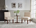 Set Of 2 Fabric Accent Chairs Lounge Chair Dining Chair With Round Wooden Table