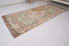 Turkish Vintage Runner Rug 4x8 Handmade Oushak Antique Traditional Carpet 484