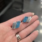 Vintage Navajo Turquoise And Sterling Silver Handmade Pierced Earrings