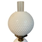 Vintage Hobnail Milk Glass Double Globe Hurricane Electric Lamp - Fenton 