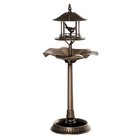 3-in-1 Garden Bird Bath Bowl Pedastal With Bird Feeder  Antique Gold  bronze 