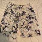 Hurley Men s Vintage Board Shorts L White Dragon Graphic Drawstring Swim Bottom