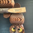 Vtg Cryptomeria Wood Perched Yellow Eyes 3 Owls Upside Down    no One   s Perfect   