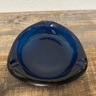 Vintage Viking Bluenique Glass Mcm Large Triangular Ashtray 