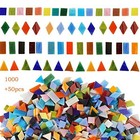 1050 Pieces Mixed Shapes Glass Mosaic Tiles For Crafts  Colorful Stained Glass P