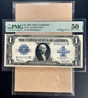 Fr  237 1923  1 Silver Certificate  fold Over Error  Obstructed Error Pmg 50 Au