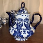 15 Piece Vintage Asian Blue   White Chinoiserie Style Decor 