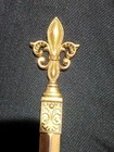 Vintage Solid Brass Fleur-de-lis Letter Opener - Ornate Miniature Desk Dagger