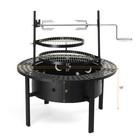 33 Inch Outdoor Fire Pit With 2 Cooking Grills  Wood Burning Firepit 