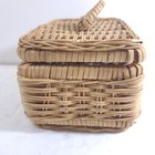 Lot Of 2 Small Weaved Closing Wicker Baskets Tan brown 