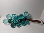 Lucite Turquoise Blue Grape Cluster With Wood Stem Vntg From 1950 s