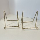Set Of 2 Gold Tone Twisted Metal Plate Artwork Display Easel Stand - 6  X 5 5 