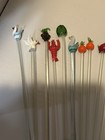 16 Assorted Set Glass Swizzle Sticks Stir Cocktail Stirrers Blown Glass Barware