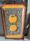 Nos  Vintage Ornate Silver Filigree Duplex Wall Plate Outlet Cover American Tack