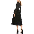 Mac Duggal Black Sequin Tiered Long Sleeve Tulle Cocktail Dress Size 16  498