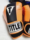 Lot - Title Boxing Gloves Gel Enforced Lining Size M With 6 Wraps   Bag 17  11  12