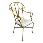 Vintage Metal 15  Victorian Doll Chair Armchair Padded Seat Dollhouse Furniture