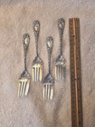 Chrysanthemum By Durgin Sterling Silver Salad Forks 4 Tine 6 1 8  Gothic B Mono