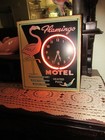 Rare Working Vintage Pink Flamingo Neon Light clock Metal Sign Retro