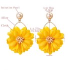 Women 925 Sterling Silver Earrings Elegant Pearls Fabric Handmade Daisy 1713