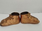 Vintage 1950s Pair Dipped Bronzed Shoes Lace Up Copper Color Mid Century 4   5 