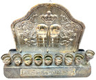 Vtg Judaica Jewish Hebrew Hanukkah Menorah Lions Of Judah 10 Commandments Israel