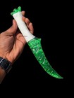 11  Emerald Green Glass Knife Handmade Decorative Collectible Display Piece 