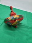 Vintage Tin Litho Spinning Top Toy Clown Flower Design Noise Maker Metal Toy