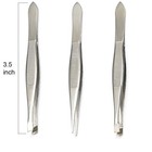  3 Pack  Tweezers Set - Stainless Steel Slant Tip  Flat  Point Tweezers Hair    