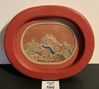 Vintage Asian Hand Embroidered Floral And Frog Framed Wall Art