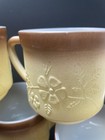 Vtg Tan Coffee Mug Milk Glass Ombre Raised Flower Glass Embossed Cup Set Of  6