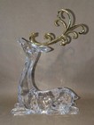 Large Seated Acrylic Christmas Reindeer Figurines 15 5  Tall With Gold Antlers