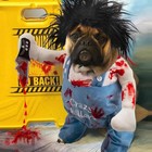 Dog Halloween Funny Doll Wig Costume Pet Cosplay Knife  small 
