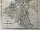 1876 Belgium   The Netherlands Large Hand Coloured Original Antique Map