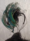 Sale  Fabulous Us Designer Peacock Feather Fascinator     Hat Headband Large Vtg