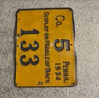 1934 Pennsylvainia Metal Hunting License
