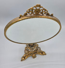 Vtg Articulated Ormolu Footed Vanity Mirror