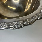 Vintage Silver Plated Pedestal Punch Bowl Ornate Rose Rim Footed