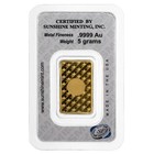 5 Gram Sunshine Gold Bar  new W  Assay  Mintmark Si 