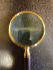 Vintage Magnifying Glass Brass With Wood Turned Handle