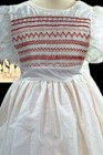 Vintage Toddler Girl Smocked White Eyelet Pinafore Apron Flutter Sleeves