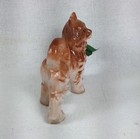Vintage 1950s Porcelain Ceramic Brown Dog Figurine W Bow Made In Japan