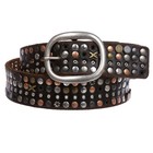 1 1 2  Vintage Cowhide Nailheads Studded Leather Jean Belt With Oval Buckle