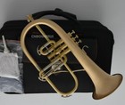 New Brushed Gold Brass Flugelhorn Trigger Flugel 6-1 4   Bell Free Shipping