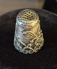 Thimble Mexico Sterling Silver Vintage Embossed Flower Sewing 1  Quilting