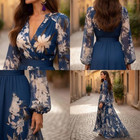 Luxury Evening Dress Long Women Elegant V Neck Formal Party Maxi Dress Prom Gown