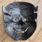 Antique Japanese Hannya Mask Cast Metal Noh Demon Face Lucky Talisman Handcraft
