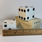 Vintage Large 2    Wide White Playing Dice In Box