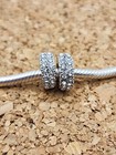 2 Authentic Sparkling Silver Cz Spacer European Charm Beads  